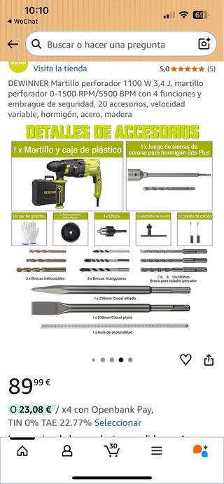 Taladro percutor DEWINNER 1100W 3.4J