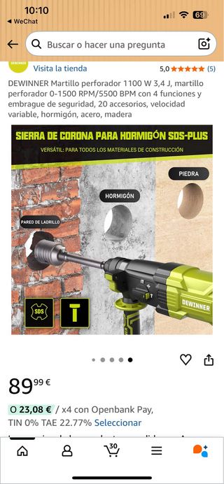 Taladro percutor DEWINNER 1100W 3.4J