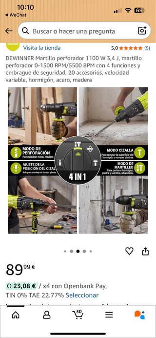 Taladro percutor DEWINNER 1100W 3.4J