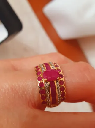 Anillo Oro 18k Diamantes y Rubíes