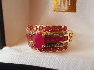 Anillo Oro 18k Diamantes y Rubíes