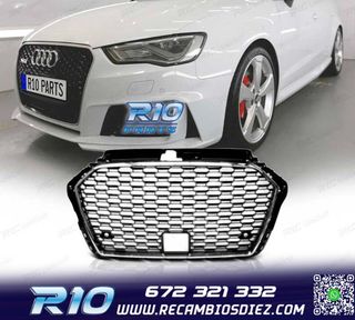 PARRILLA AUDI A3 8V 16-19 LOOK RS3 NEGRO CROMADO