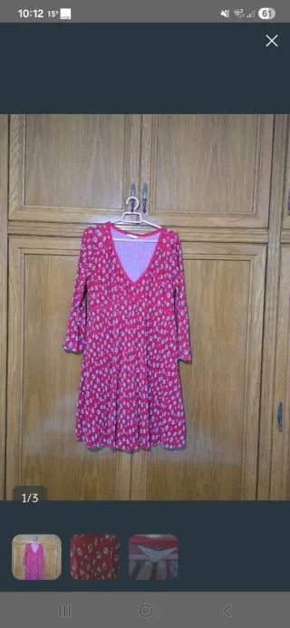 Vestido estampado floral rosa y rojo