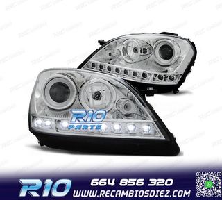 FAROS MERCEDES CLASE ML W164 05-08 LUZ DIURNA FONDO CROMO
