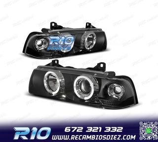 FAROS BMW E36 92-98 COUPE CCFL OJOS ANGEL FONDO NEGRO