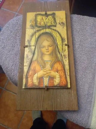 Cuadro Religioso Virgen María Madera