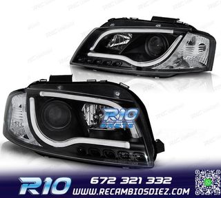 FAROS AUDI A3 8P 03-08 TRU DRL NEGROS