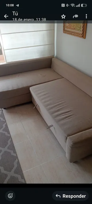Sofá Cama Cheslong con Arcón Beige