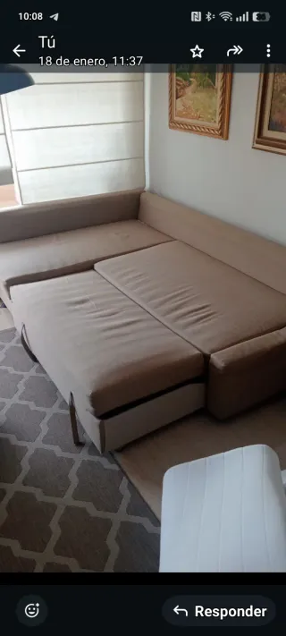 Sofá Cama Cheslong con Arcón Beige