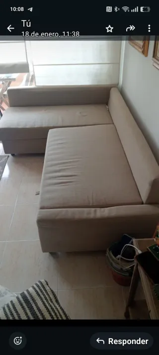 Sofá Cama Cheslong con Arcón Beige