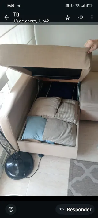 Sofá Cama Cheslong con Arcón Beige