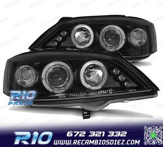 FAROS OPEL ASTRA G 97-04 OJOS ANGEL + LED FONDO NEGRO