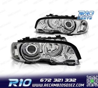 FAROS BMW E46 99-03 OJOS ANGEL CCFL FONDO CROMO