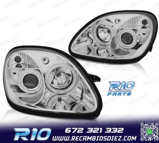 FAROS MERCEDES CLASE SLK R170 96-04 OJOS ANGEL FONDO CROMO