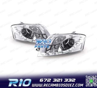 FAROS AUDI TT 98-05 LUZ DIURNA LED FONDO CROMO