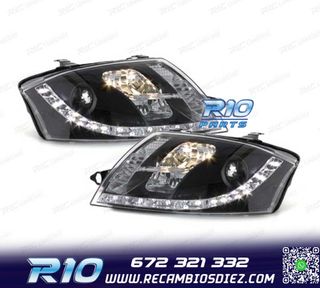 FAROS AUDI TT 98-05 LUZ DIURNA REAL LED FONDO NEGRO