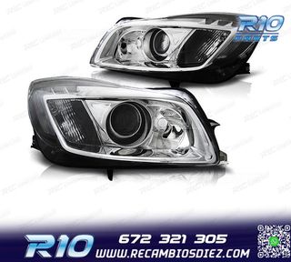 FAROS PARA OPEL INSIGNIA 08-13 LUZ DIURNA FONDO CROMO