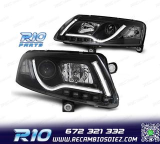 FAROS AUDI A6 C6 04-08 LUZ DIURNA DRL LED NEGRO