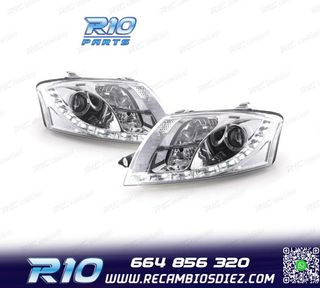 FAROS AUDI TT 98-05 LUZ DIURNA LED FONDO CROMO