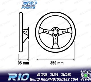 VOLANTE INVERTIDO PIEL VUELTA NEGRO BRAZOS NEGROS Y RIBETE R