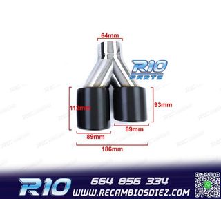 COLAS ESCAPE SALIDA DOBLE UNIVERSAL 2x 89MM ACERO INOX NEGRO