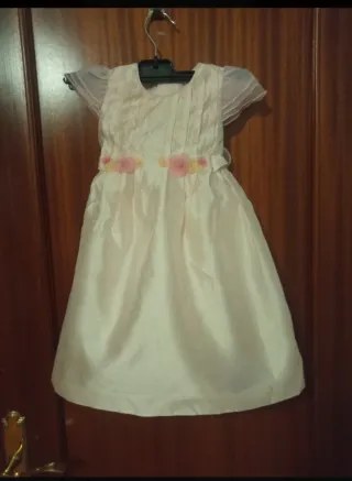 Vestido niña raso flores talla 2 con chaqueta