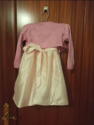 Vestido niña raso flores talla 2 con chaqueta