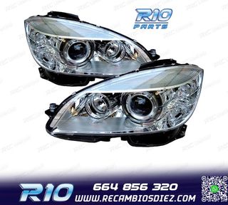 FAROS XENON MERCEDES CLASE C W204 07-11 FONDO CROMO