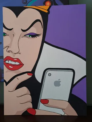 Quadro Pop Art Strega di Biancaneve Dipinto a mano