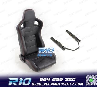 ASIENTO DEPORTIVO SEMI BAQUET ESTILO RS CARBONO NEGRO Y CORR
