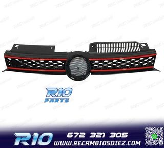 PARRILLA VOLKSWAGEN VW GOLF 6 08-12 LOOK GTI NEGRO MOLDURA R