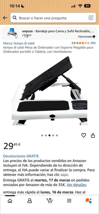 Mesa Ordenador Portátil Plegable con Ventiladores