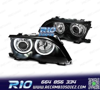 FAROS BMW E46 OJOS ANGEL LED CCFL 4 PUERTAS 01-05 FONDO NEGR
