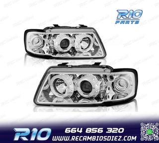 FAROS AUDI A3 8L 96-00 OJOS ANGEL FONDO CROMO
