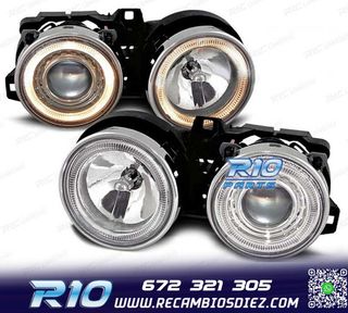 FAROS BMW SERIE 3 E30 82-94 OJOS ANGEL FONDO CROMO