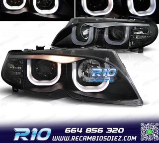 FAROS BMW E46 01-05 OJOS ANGEL TUBE LIGHT LED U FONDO NEGRO