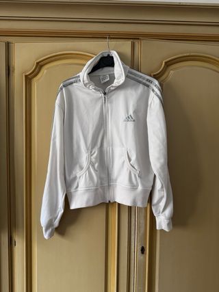 Giacca Adidas Vintage Bianca e Argento Y2K