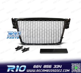 PARRILLA AUDI A4 B8 08-11 LOOK RS NEGRO BRILLO