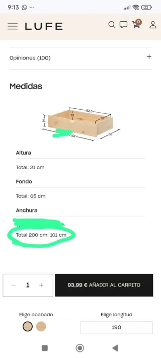 Cajones bajo cama LUFE madera