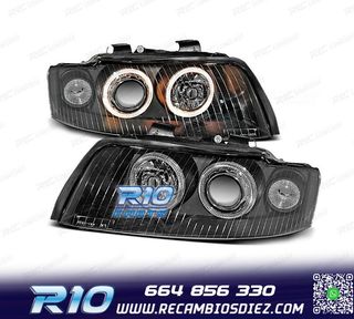 FAROS OJOS ANGEL AUDI A4 B6 00-04 HALOGENOS FONDO NEGRO