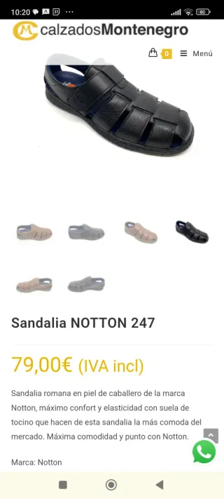 Sandalias Notton Hombre Talla 40 Negras