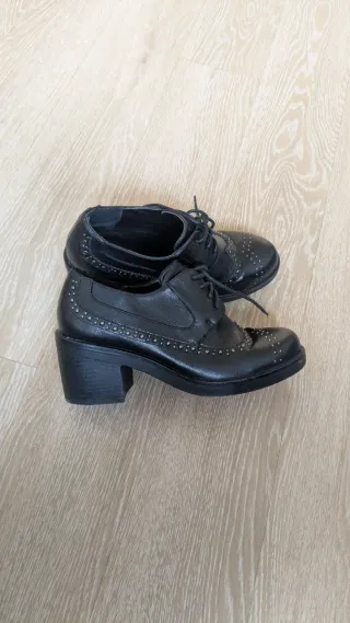 Zapatos negros tacón ancho mujer talla 38