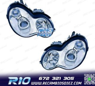 FAROS XENON PARA MERCEDES CLASE C W203 00-07 FONDO CROMO