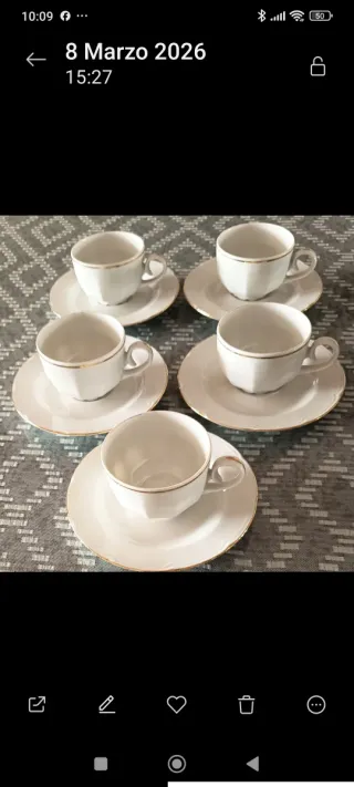 Vajilla Santa Clara 5 Tazas y Platos de Porcelana