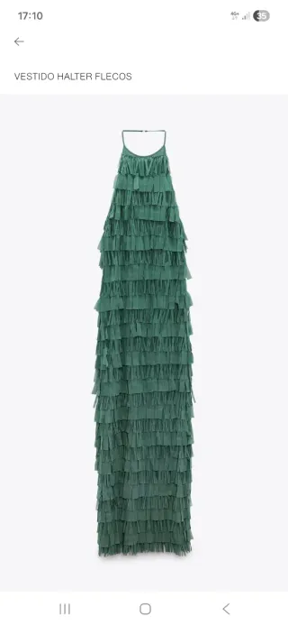 Vestido Zara verde con flecos