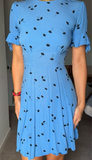 Vestido Verano Azul Estampado Floral Talla XS