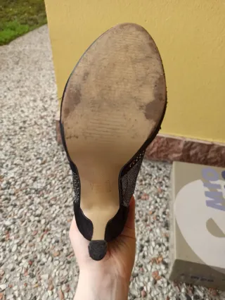 Scarpe donna tacco alto nere e argento 38