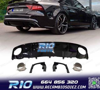 DIFUSOR AUDI A7 16-18 LOOK RS7 + COLAS ESCAPE NEGRO BRILLO