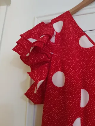 Vestido Gitana Lunares Blancos Rojo