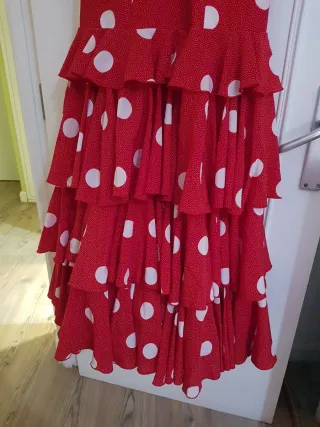 Vestido Gitana Lunares Blancos Rojo